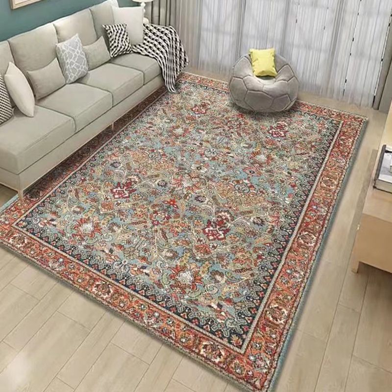 Orange Vintage Carpet Polyester Graphic Carpet Non-Slip Backing Carpet for Home Decoration