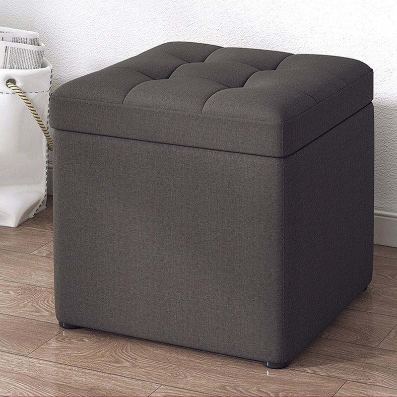 Tufted Pouf Solid Color Fabric Square Scratch Resistant Pouf Ottoman with Storage