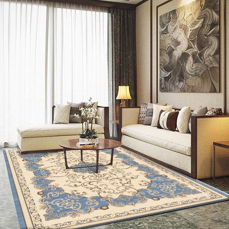 Formal Living Room Rug Multi Color Plant Print Indoor Rug Polypropylene Anti-Slip Backing Pet Friendly Carpet