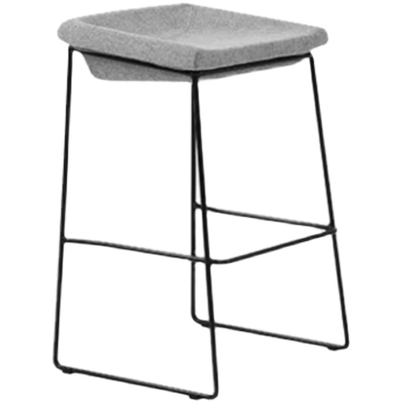 Modern Armless Backless Counter Stool Iron Bar Stool with Cushion and Pedal for Kitchen
