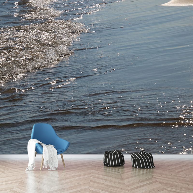 Sea Mural Wallpaper Modernist Nature Scenery Wall Covering in Light Color