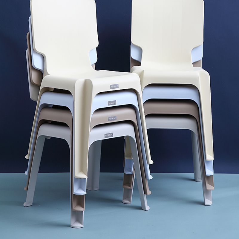 Silla de comedor escandinava sin brazos, sillas laterales de comedor apilables de plástico