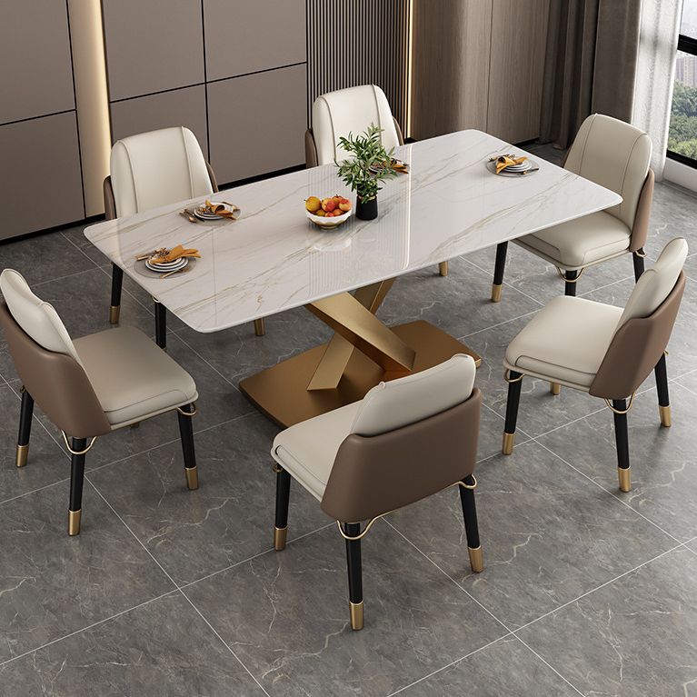Table de luxe traditionnelle Rectangle Piedestal Casual Dining Table pour la maison