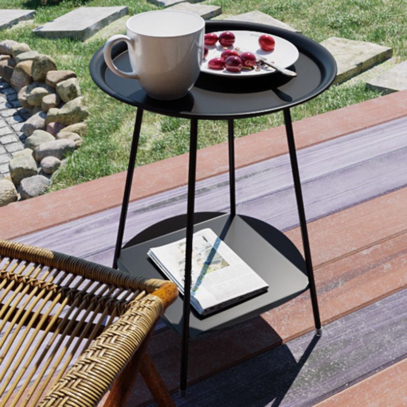 Metal Tray Top Side End Table 4 Legs Double Tier Corner Table