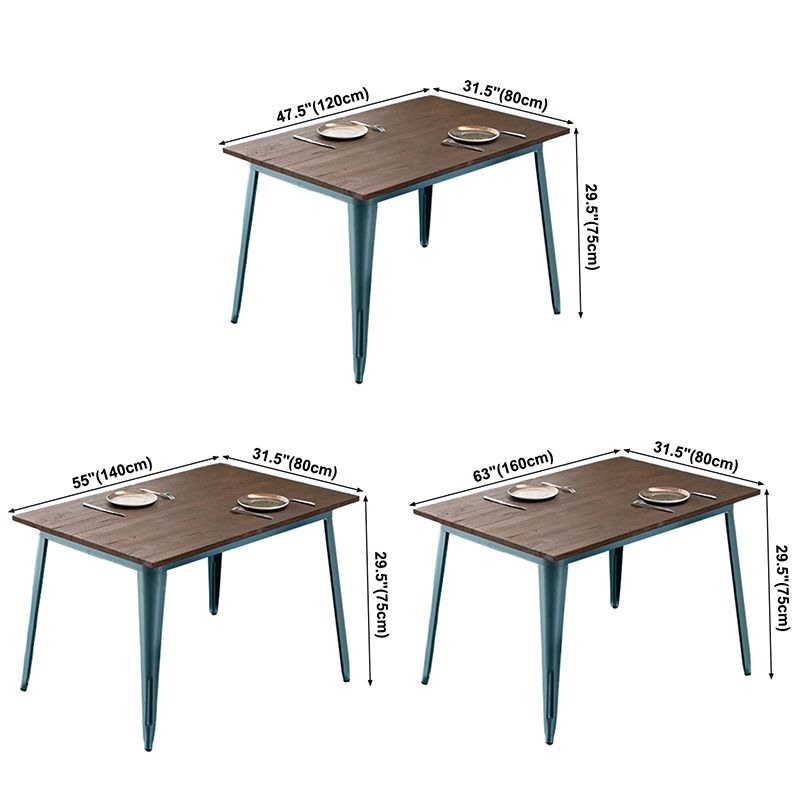 Mesa de comedor industrial de madera maciza Mesa marrón de 4 patas para comedor