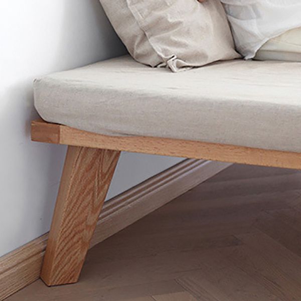 Solid Wood Platform Bed Rubberwood Platform Bed Frame Mid-Century Modern Natural