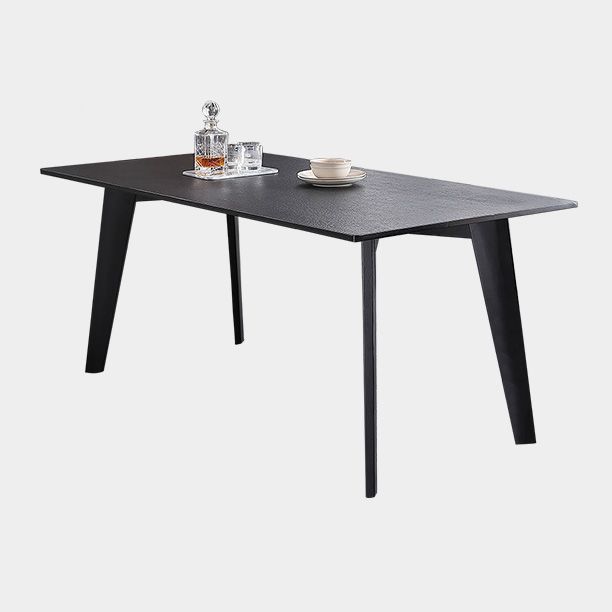 Rectangle 4 Legs Industrial Table Black Fixed Table of Sintered Stone