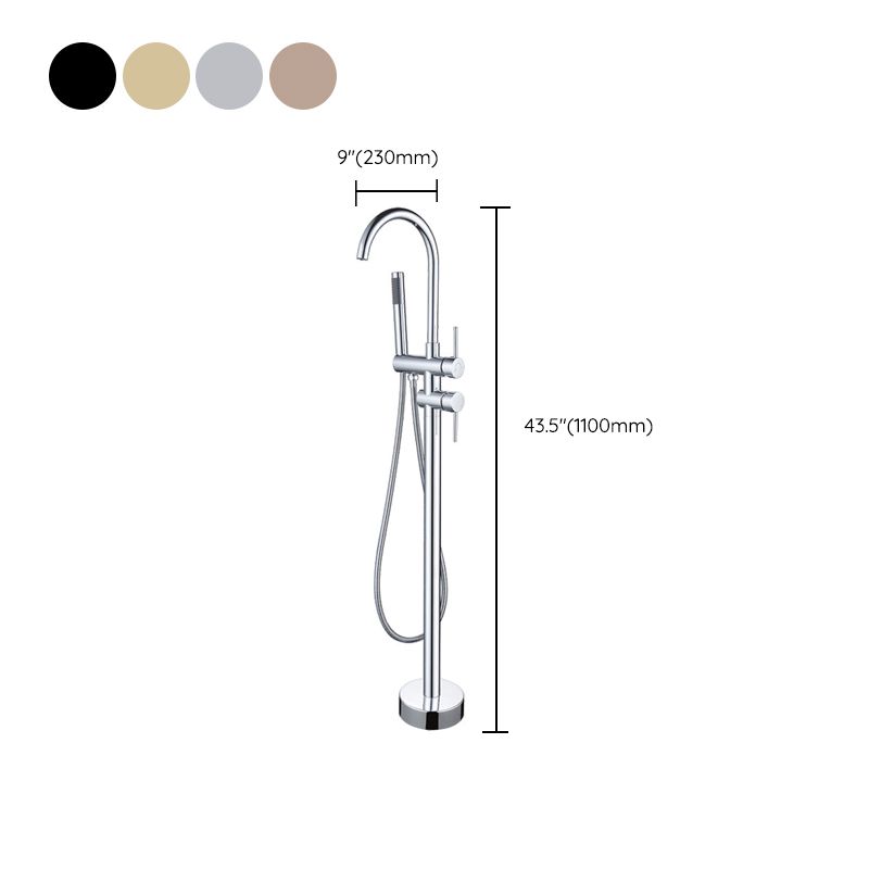 Floor Mounted Metal Freestanding Tub Filler High Arc Freestanding Faucet