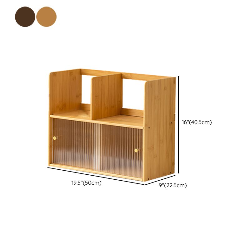 Contemporary Closed Back Bookcase Bamboo Horizontal Bookshelf with Doors