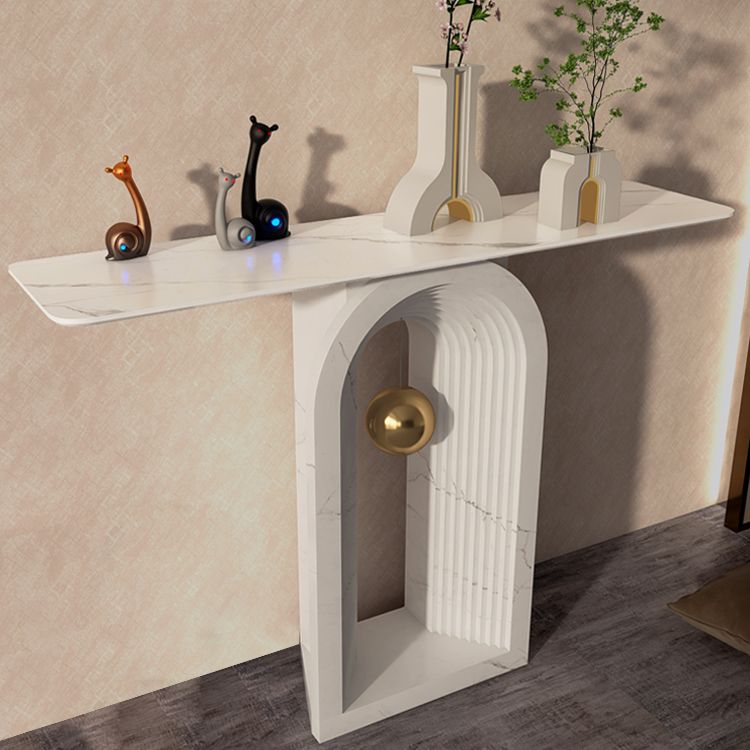 Contemporary White Console Table Rectangle Console Sofa Table for Hall