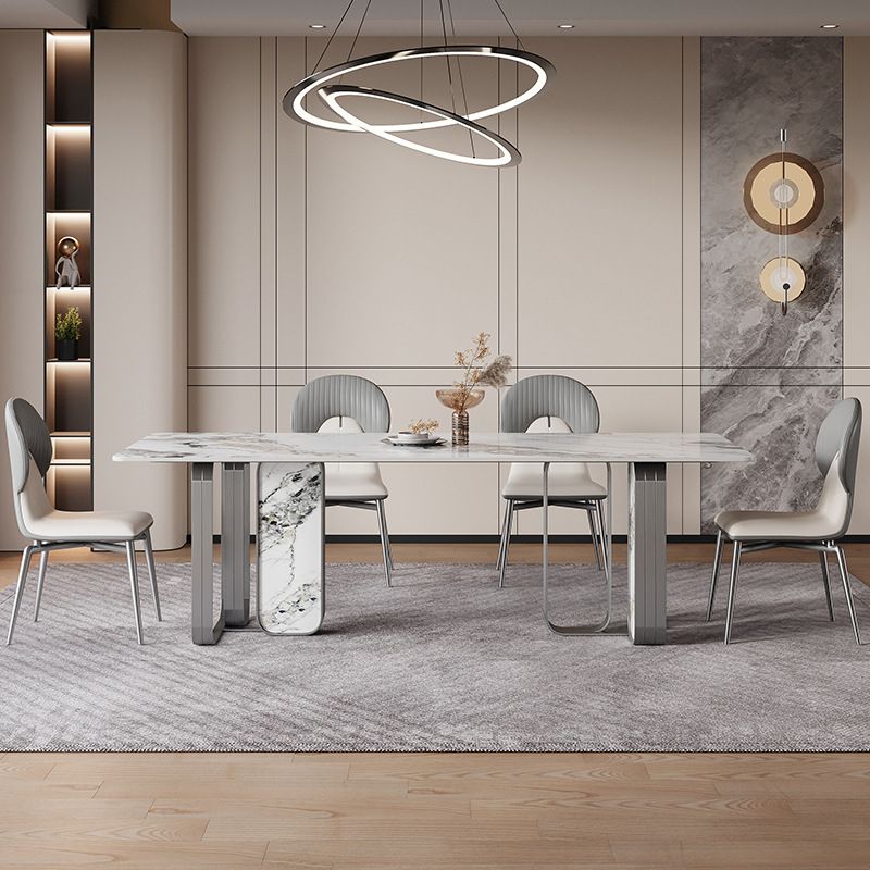 Nordic Sintered Stone Top Dining Set Rectangle 1/2/5/6/7 Pieces Dining Table with Chairs