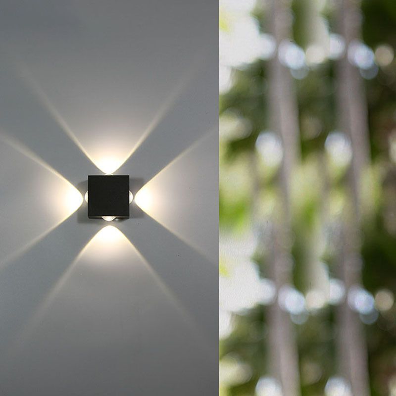 Black Geometric LED Wall Lamp in Modern Concise Style Aluminium Wall Sconce with Glass Shade