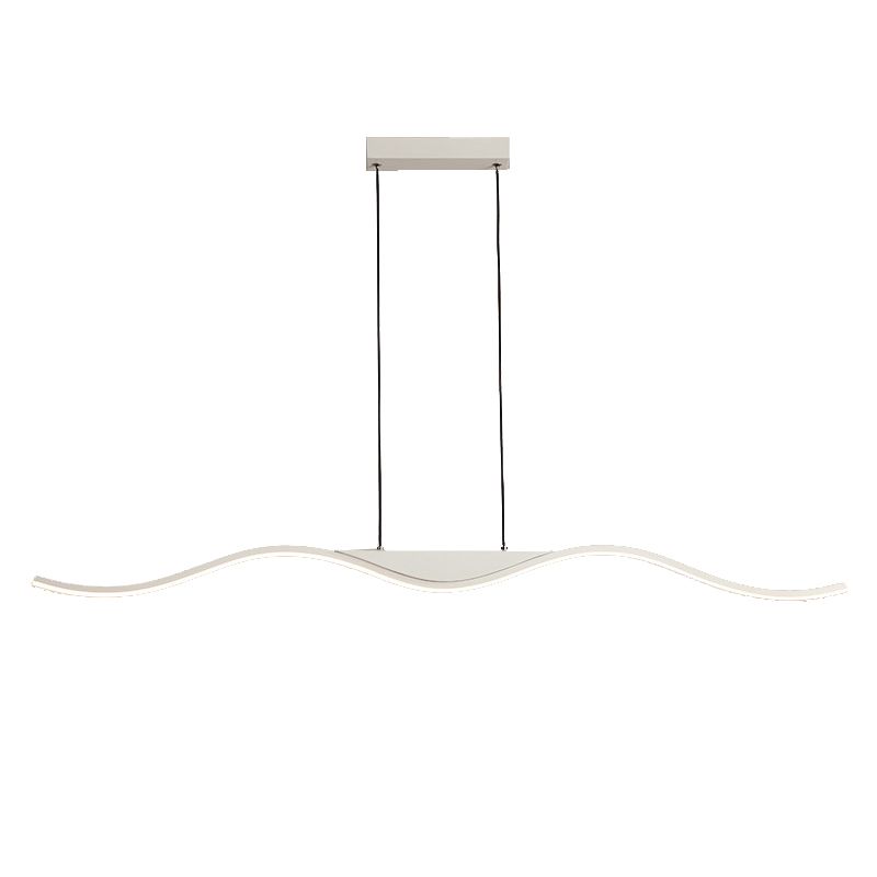 Single White Modernism Kitchen Island Lighting Unique Metallic Ceiling Light