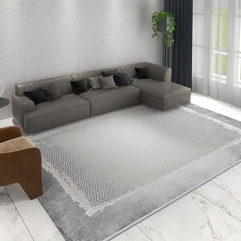 Light Grey Modern Rug Polyester Graphic Area Rug Washable Rug for Home Decoration