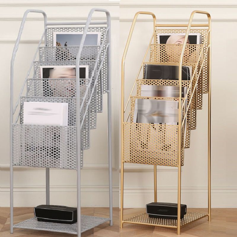 Contemporary Metal Ladder Bookshelf Closed Back Vertical Bookcase for Office