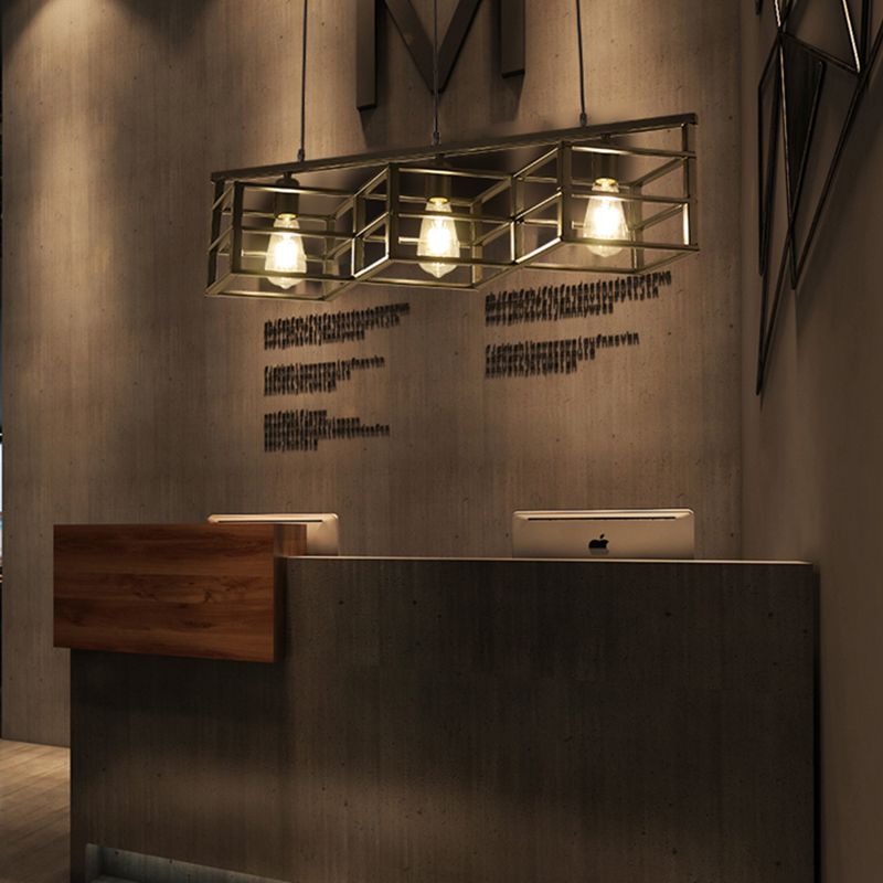 Iluminación colgante de isla metálica INDUSTRIA RESTAURADA NEGRA RESTAURANTE CANDELIER DEL POSTENTO