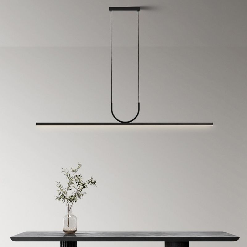 Linear 1 - Light LED Ceiling Pendant Fixture in Dark Black Aluminum Kitchen Island Fixture