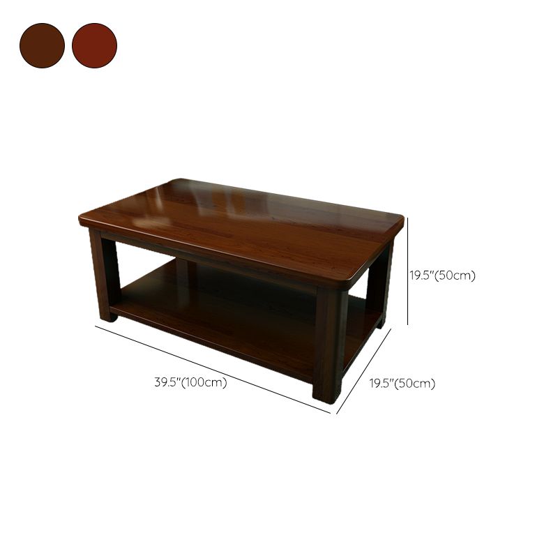 Contemporary Solid Wood Coffee Table Rectangle 4 Legs Coffee Cocktail Table