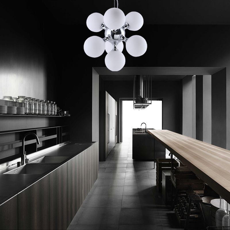 Candelera redonda contemporánea Amber/Smoke/White Glass 9 Luces Lighting para comedor del hotel