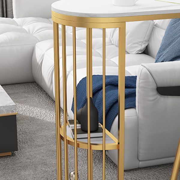 Glam Iron Bar Table Faux Marble White Specialty Top 41.3"H Bistro Table
