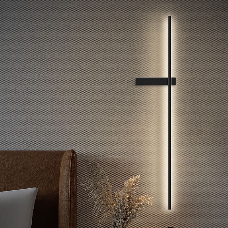 Moderno Minimalista Estilo lineal Luz montado en la pared lineal Ideas de iluminación de pared acrílica para sala de estar