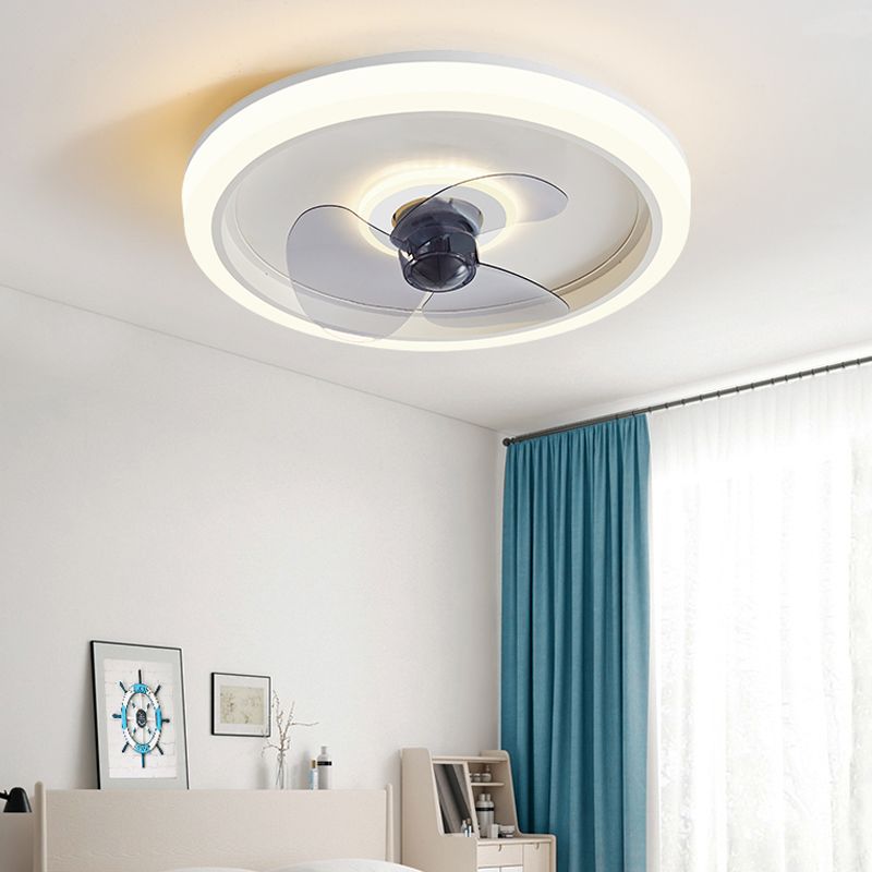 Contemporary Round Fan Light Metal Colorful LED Flush Mount Light for Bedroom