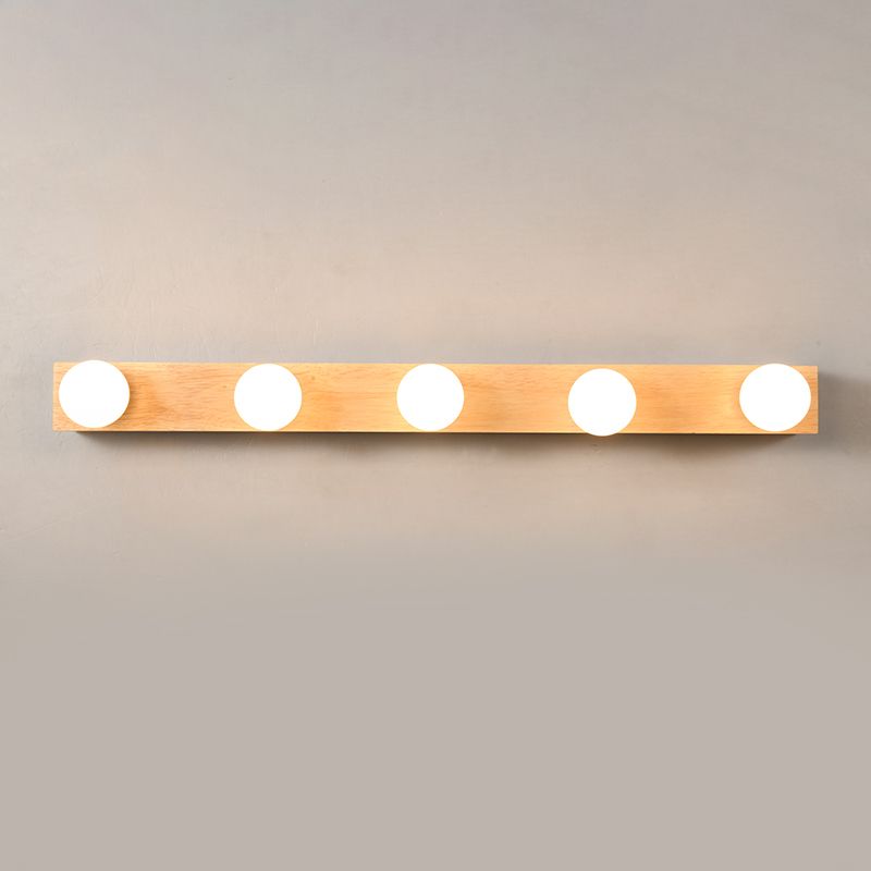 Square Shape Wood Vanity Lights Modern Style 3/4/5 Lights Vanity Light Fixtures in Brown