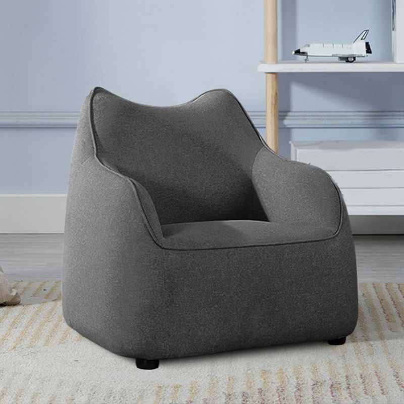Track Arms Armchair Linen Blend Accent Armchair with Solid Wood Frame, Camel Back