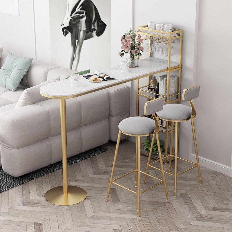 Faux Marble Bar Table Set Glam Style 1/2/3 Pieces Counter Table for Indoor