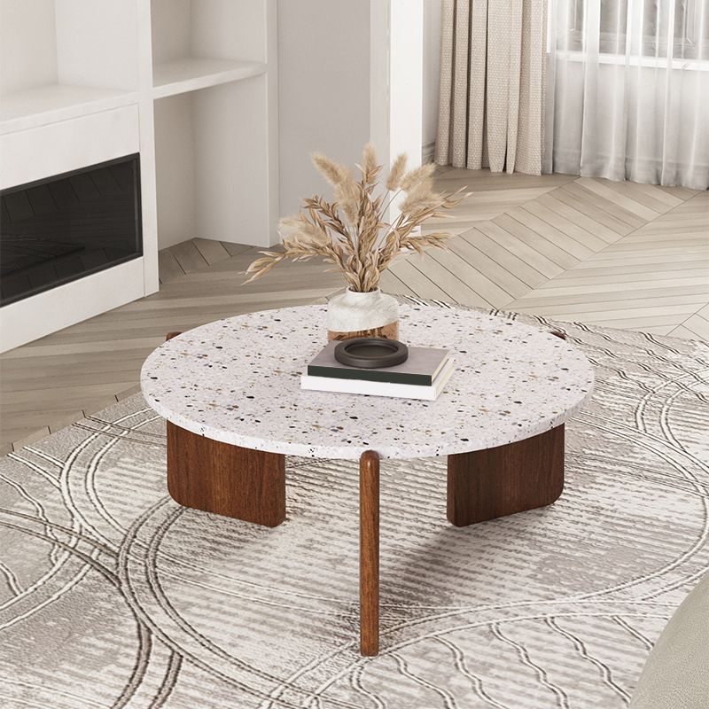 Stone Coffee Cocktail Table Modern 3 Legs Coffee or End Table