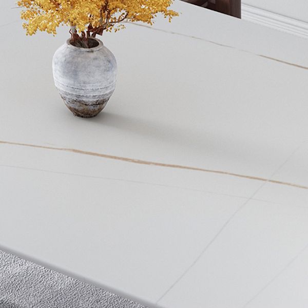 Sintered Stone White Top Table Industrial Trestle Base Table for Dining Room