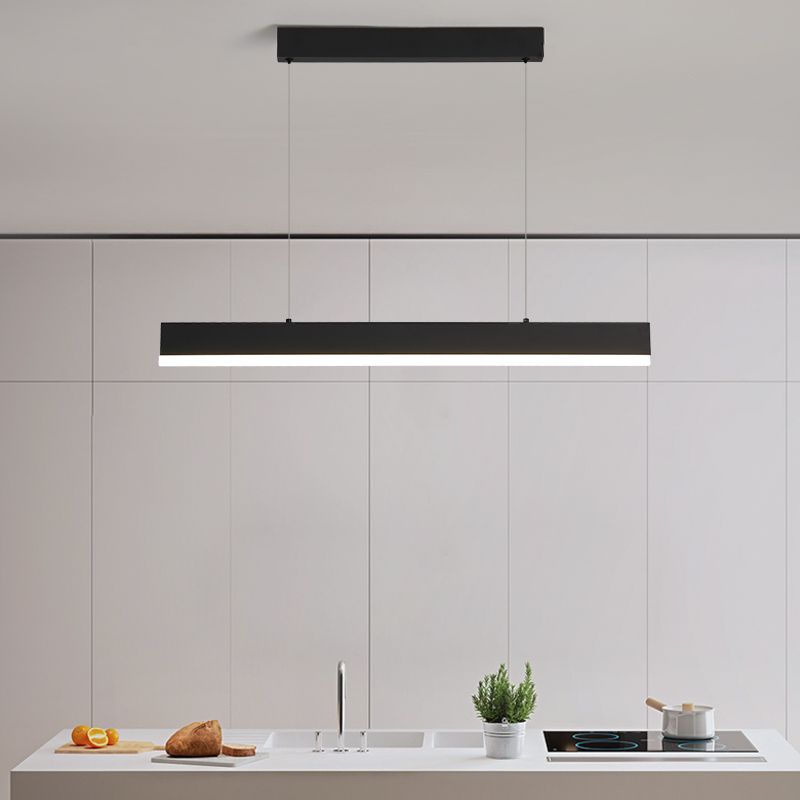 Black Island Light Modern 1-Light Rectangle Restaurant Hanging Lamp with Acrylic Shade