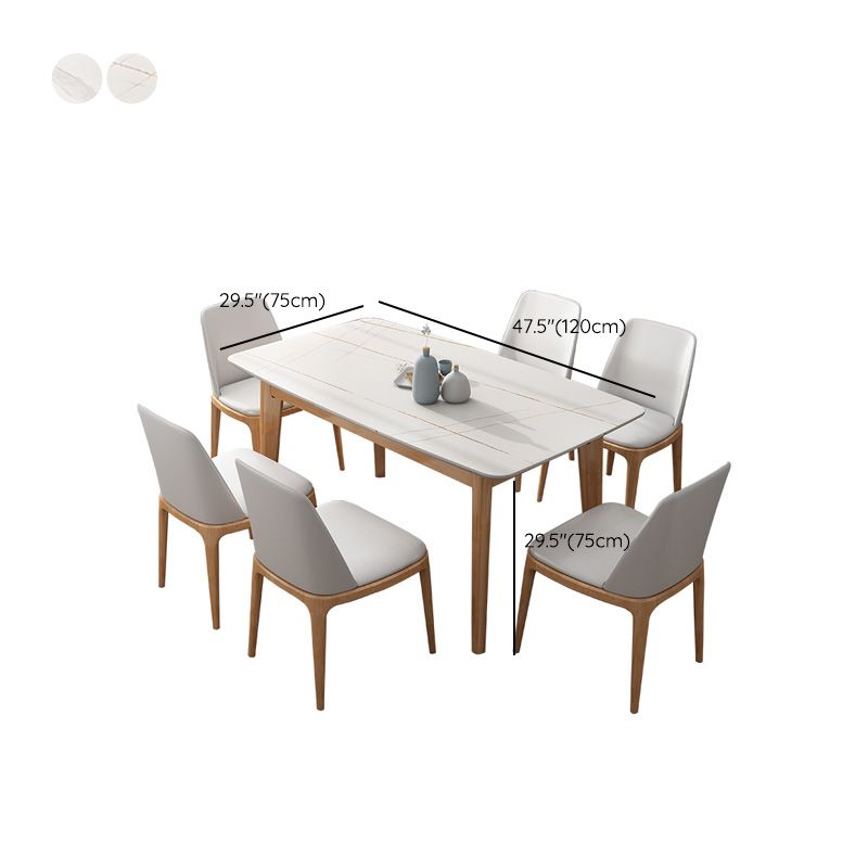 Simplicity Dining Room Table Rectangle Stone Furniture in White