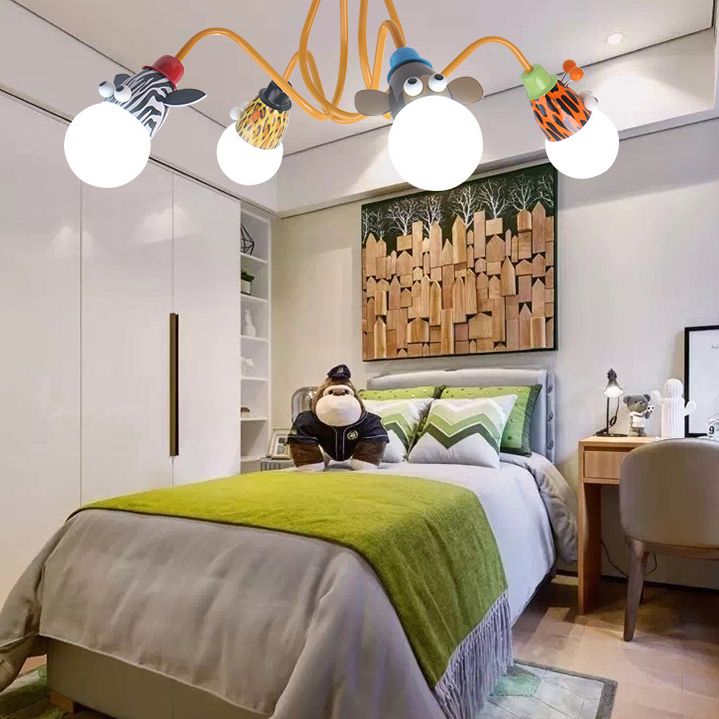Creative Metal Semi Flush Mount luminaire Cartoon Animal Animal Flush Mount Spotlight for Kids Bedroom