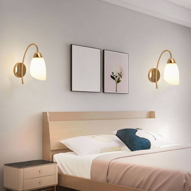 Light Luxury Wall Mount Light Geometry Shape Wall Lamp with Glass Shade for Bedroom