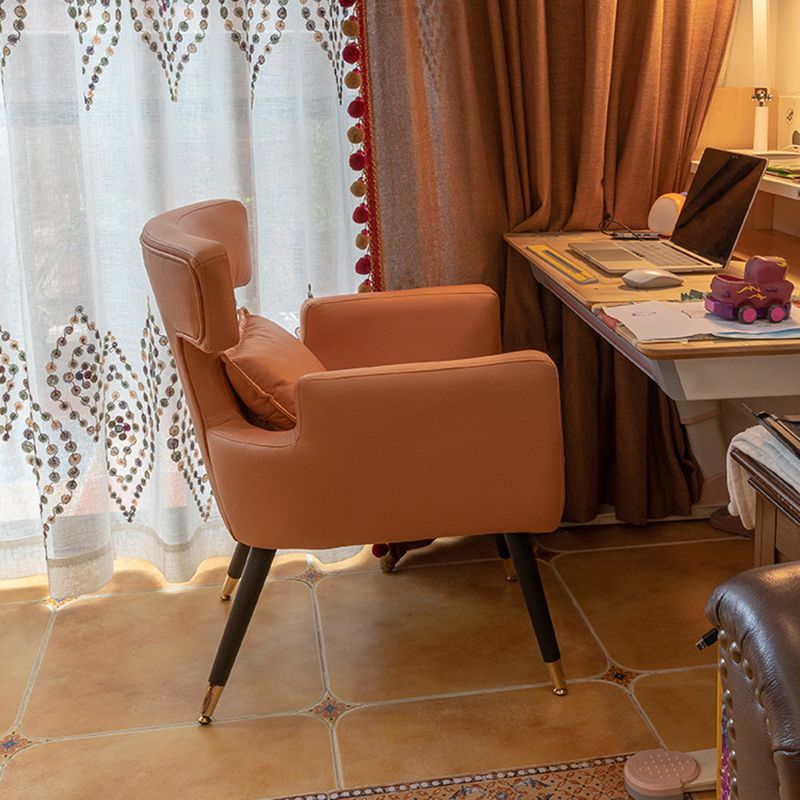 Minimalist Style Linen Fabric Dining Chair Solid Back Upholstered Single Chair for Home