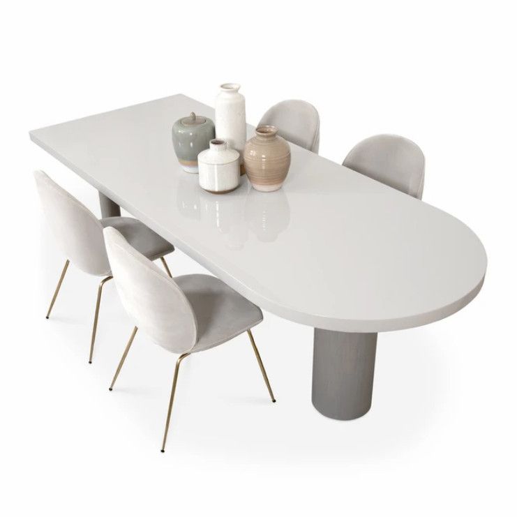 Freiform-Esstisch im minimalistischen Stil, fester Weißton-Tisch mit 3 Beinen