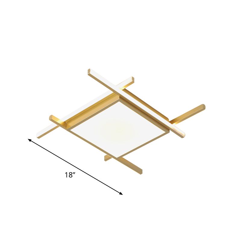 Aluminum Square Flush-Mount Light Fixture Modernism Gold Finish 18"/23" Wide LED Ceiling Lighting in Warm/White Light