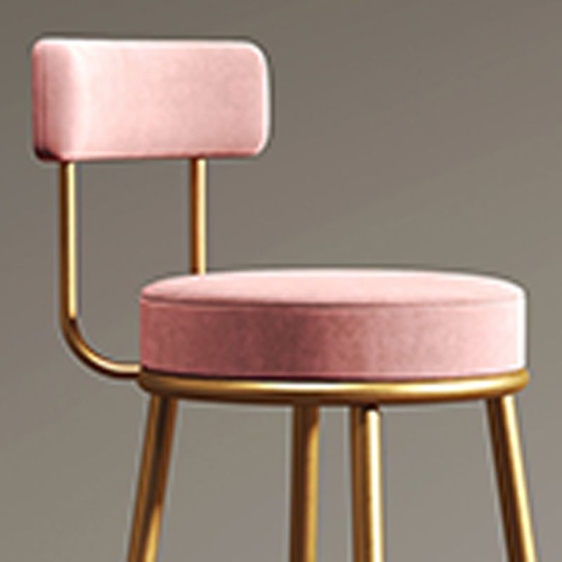 Scandinavian Low Back Bar Stools Fabric Round Seat Footrest Barstool