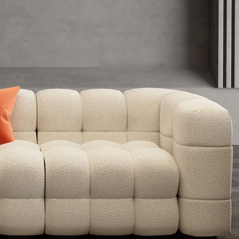 40" Wide Scandinavian Sofa Bed White Fabric Seating with Pillows