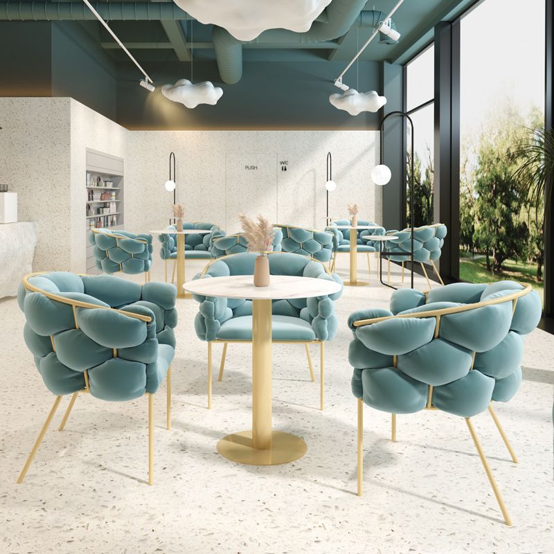 Glam Sintered Stone Dining Room Set with Round Table and Gold Leg Formal Dining Table Furniture