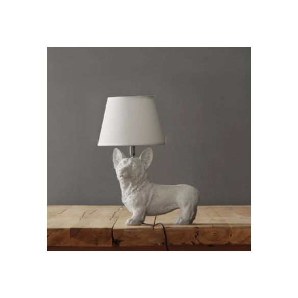 Table d'étude de chien Lumière avec tissu de la teinte en résine unique lampe de table moderne en blanc