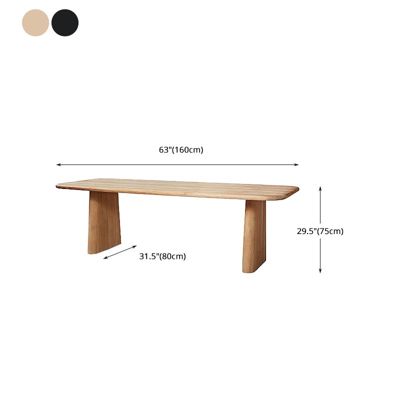 Contemporary Dining Table Natural Solid Wood Dining Table with Double Pedestal