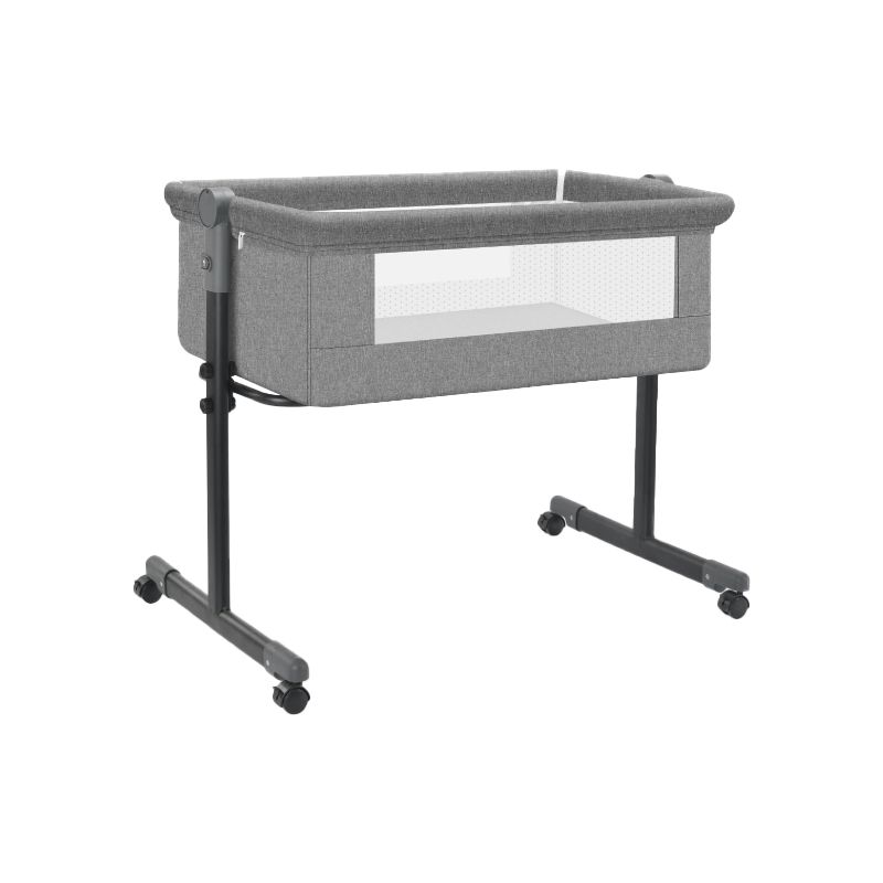 Modern Gliding Crib Cradle Metal Bedside Bassinet With Storage Basket