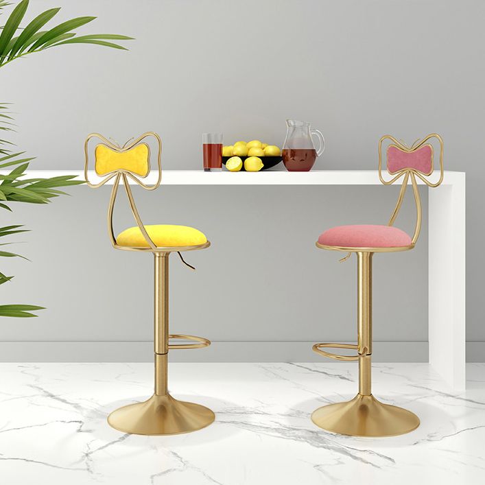 Adjustable Glam Bar Stool Footrest Low Back Upholstered Indoor Counter Stool