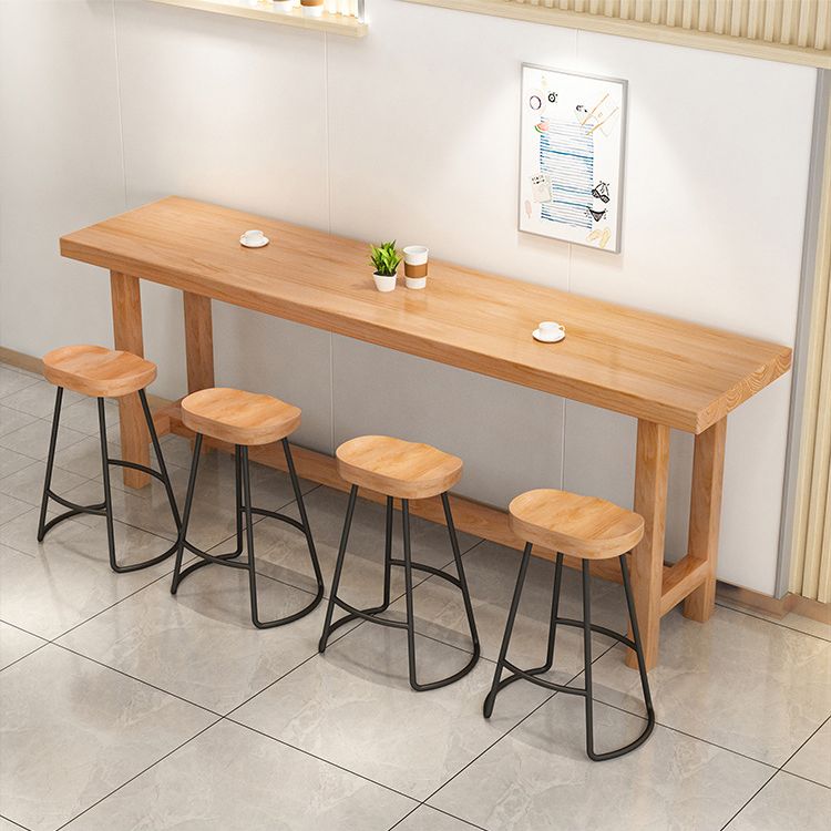 Modern Armless Backless Counter Stool Wood Bar Stool with Pedal for Milk Tea Shop