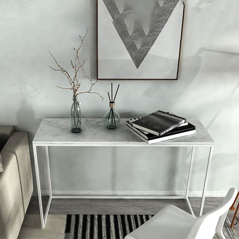 Marble Rectangle Console Table Glam Ironcraft Frame Accent Table for Hall