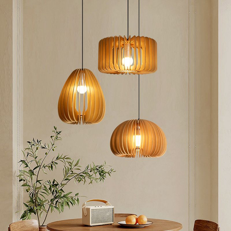 Wood Hanging Pendant Light Nordic Style Ceiling Pendant Light for Dining Room