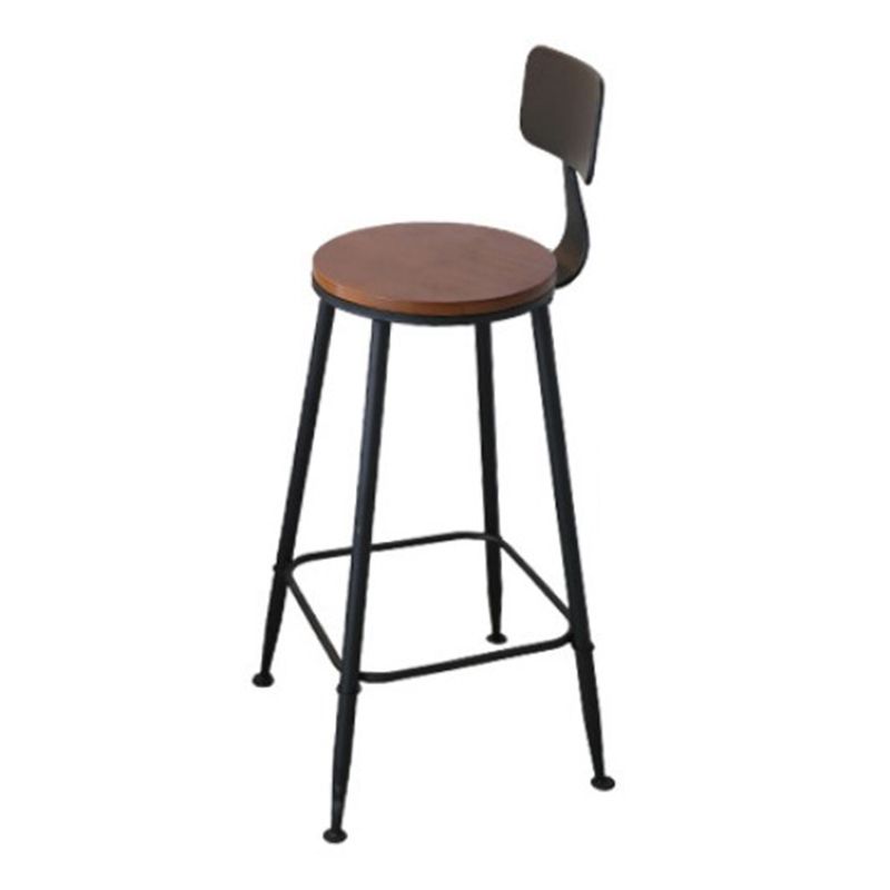 Industrial Round Solid Wood Bar Table Set 1/2/5 Pieces Counter Table with High Stools
