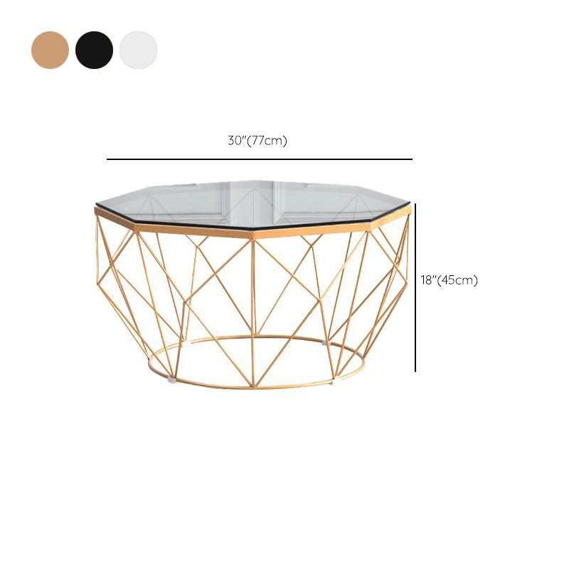 Modern Frame Coffee Table Round Glass Top Coffee Cocktail Table